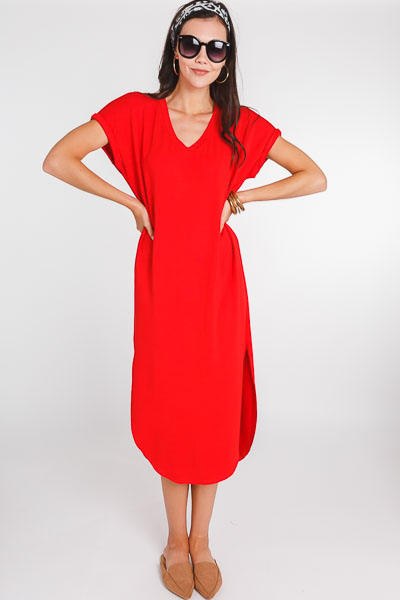 Alex Midi Dress, Red