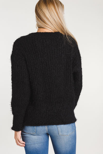 Fuzzy Feels Black Sweater