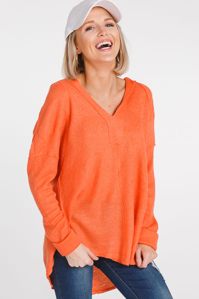Perfect Hooded Pullover, Coral