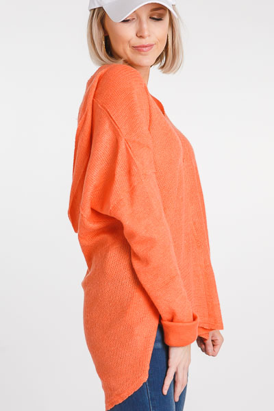 Perfect Hooded Pullover, Coral