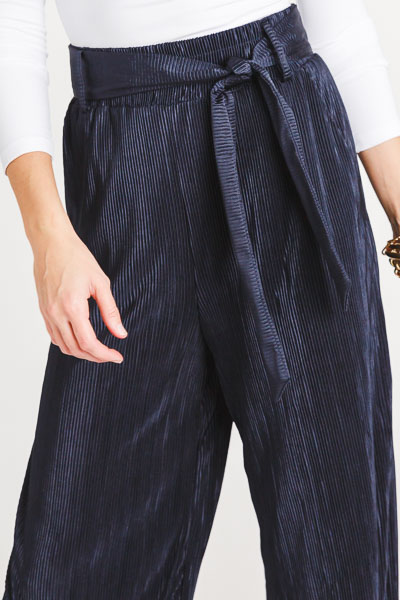 Pleated Wide Leg Pant, Navy