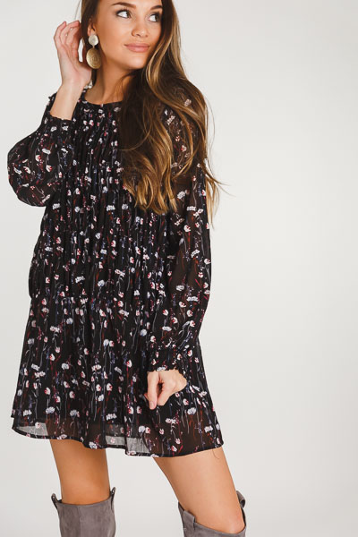 Smock and Swing Floral Dress