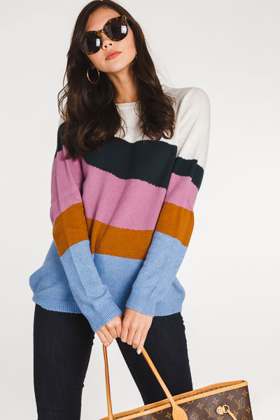 Slanted Stripes Sweater, Multi