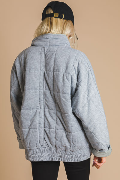 Quilted Batwing Jacket, H. Grey
