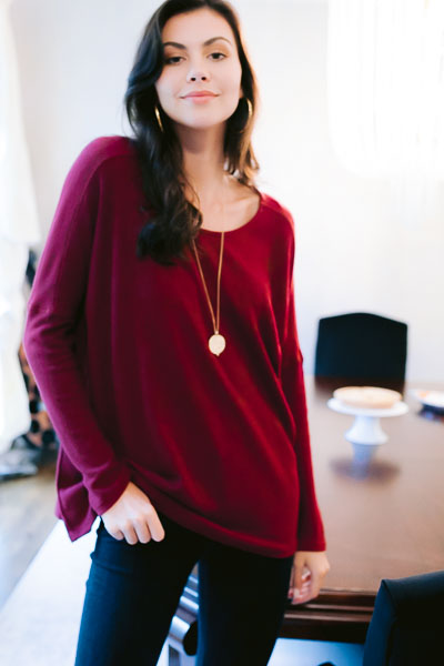 Sarah Long Sleeve Knit Tunic, Burgundy