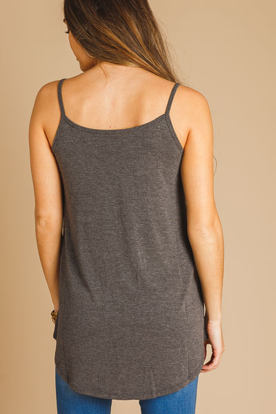 Reversible Knit Cami, Charcoal