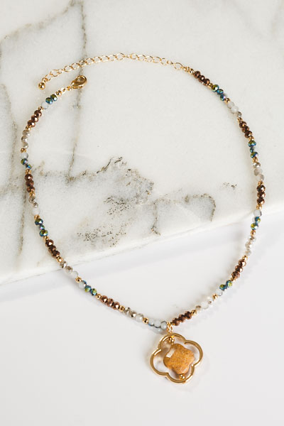 Short Clover Necklace, Bronze