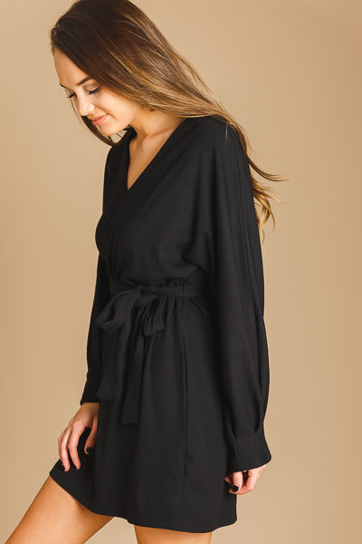 Bianca Belted Knit Dress, Black
