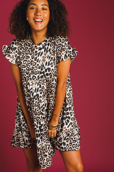 Carson Cheetah Satin Babydoll Dress