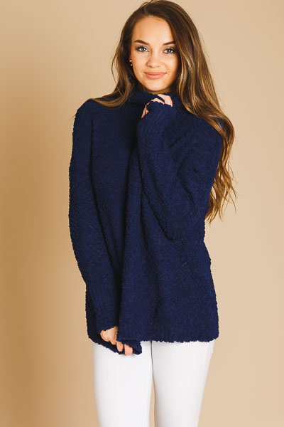 Navy Popcorn Sweater