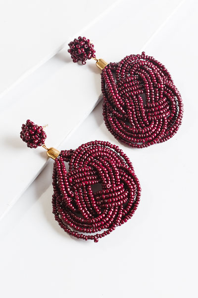 Knotted Bead Ear, Wine
