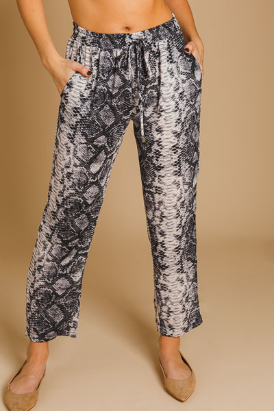 Woven Snake Grey Scale Pant