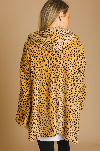 Furry Open Front Hoodie, Cheetah