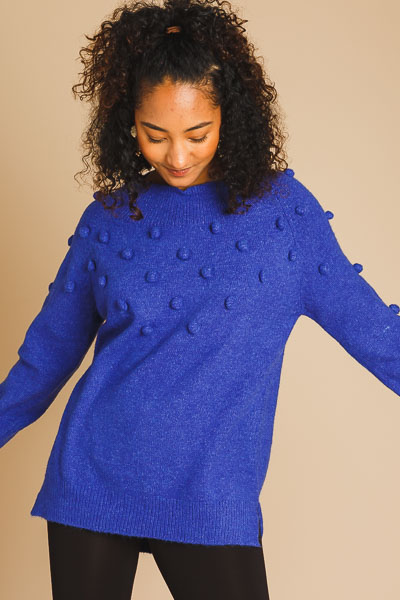 Mock Raised Dot Sweater, Blue