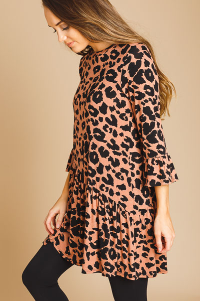 Slanted Cheetah Knit Dress