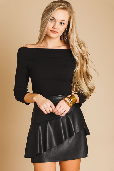 Flare Leather Layered Skirt