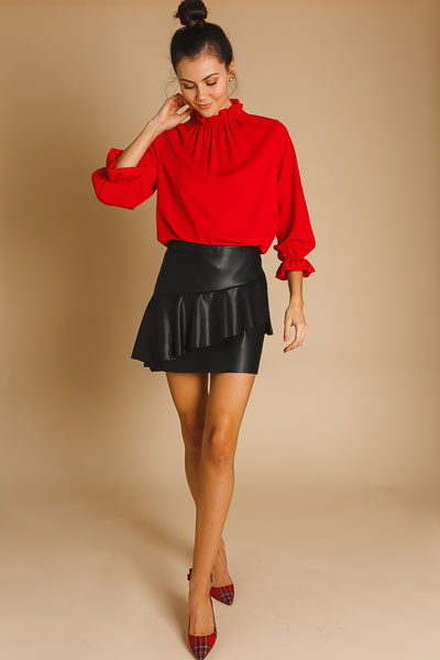 Flare Leather Layered Skirt