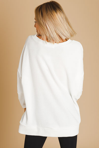 Terri Plush Pullover, White