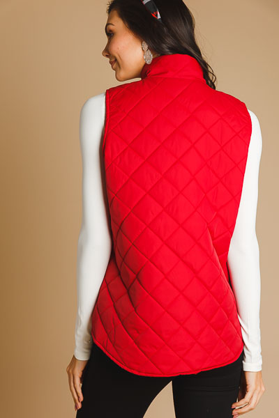 Quilted Diamond Vest, Red
