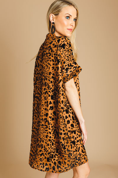 Leopard Burnout V Dress