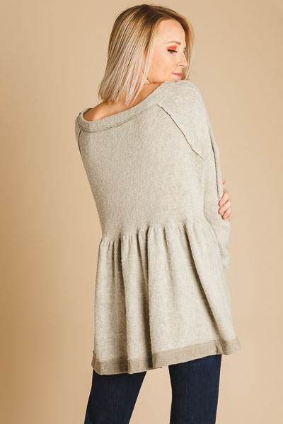 Brushed Babydoll Top, Taupe