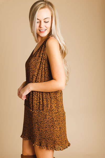 Cheetah Micro Pleat Dress