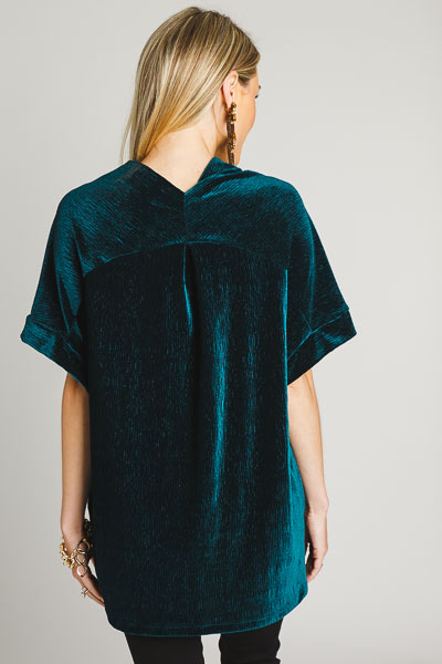 Karlie Velvet Crinkle Tunic, Emerald