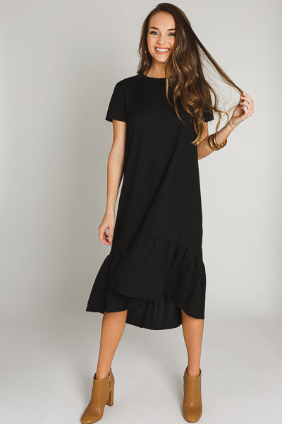 High Low Woven Maxi, Black