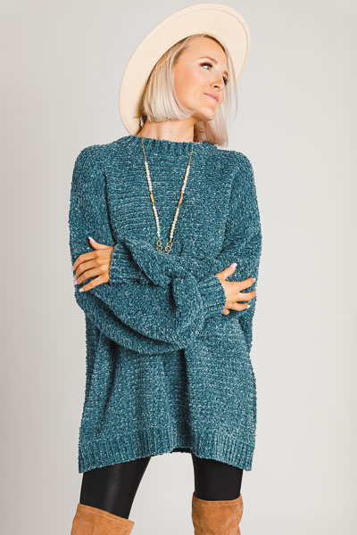 Chenille Sweater Tunic, Sea Green