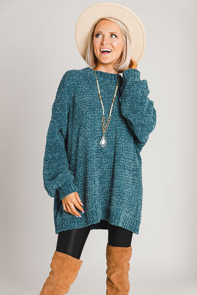 Chenille Sweater Tunic, Sea Green