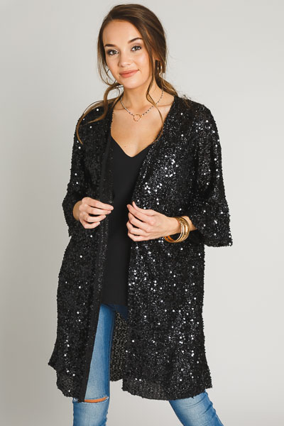 Sequin Kimono, Black