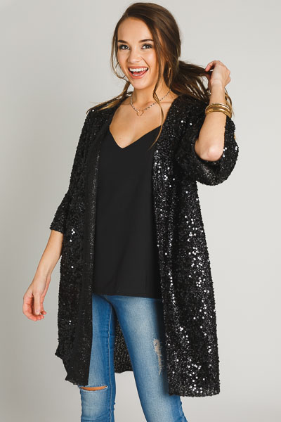 Sequin Kimono, Black