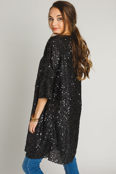 Sequin Kimono, Black