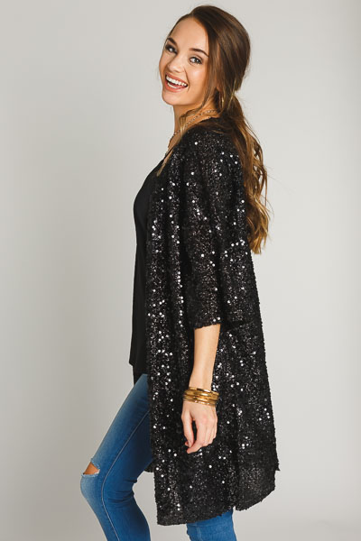 Sequin Kimono, Black