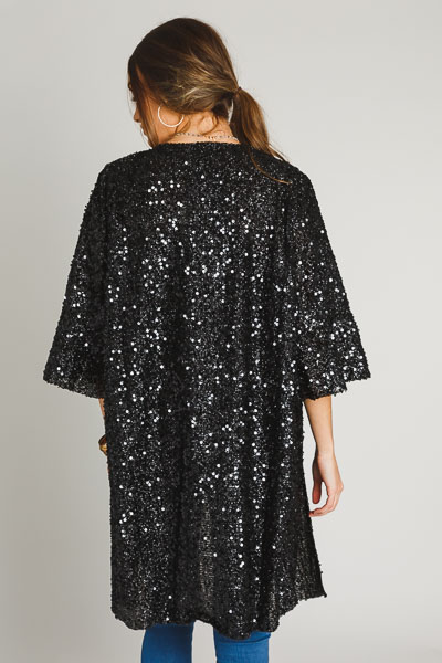 Sequin Kimono, Black