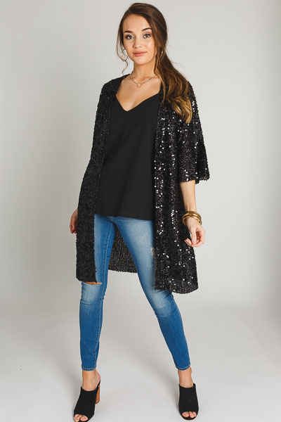 Sequin Kimono, Black