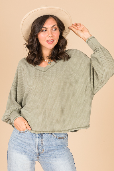 Bubble Sleeve Thermal, Olive