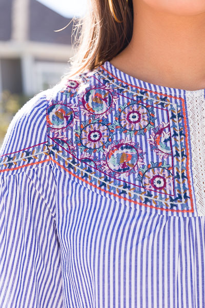 Pinstripe Embroidery Tunic