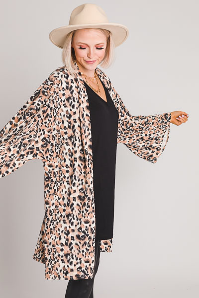 So Soft Knit Kimono, Leopard