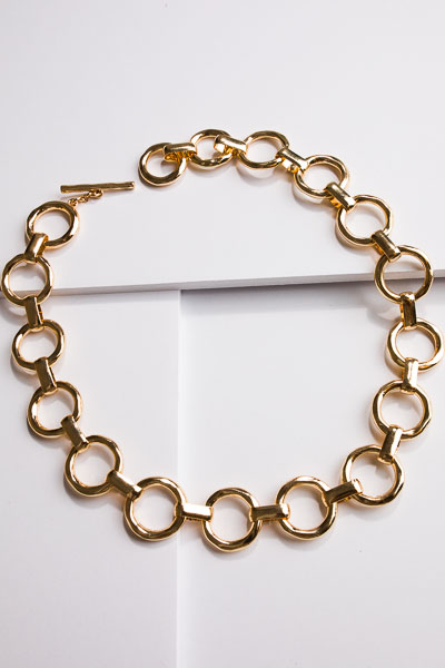 Gold Circle Links Necklace