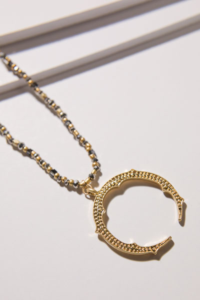 Intricate Crescent Gold Necklace