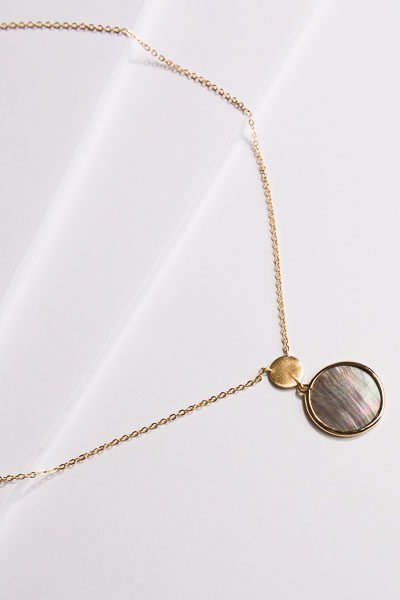 Dainty Double Disc Necklace, Grey
