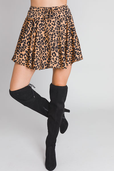 Satin Cheetah Flutter Skirt