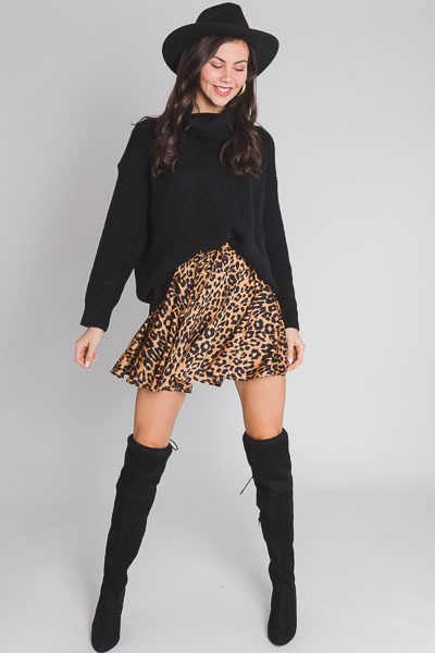 Satin Cheetah Flutter Skirt