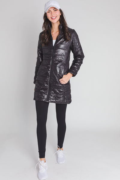 Long Quilted Jacket, Black