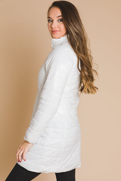 Long Quilted Jacket, White