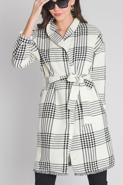 Plaid Duster Coat, Cream