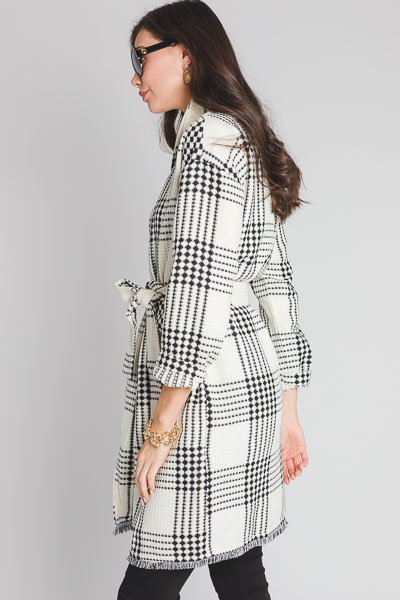 Plaid Duster Coat, Cream