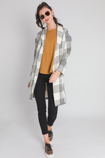 Plaid Duster Coat, Cream