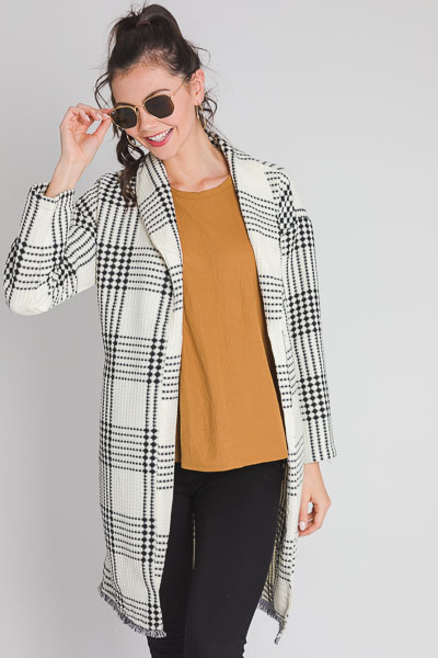 Plaid Duster Coat, Cream